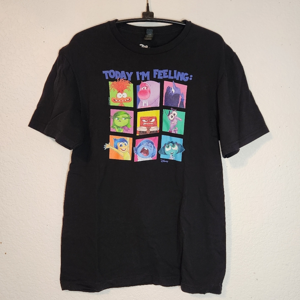 Disney Inside Out, Today I'm Feeling, Black Cotton T-Shirt, Size S